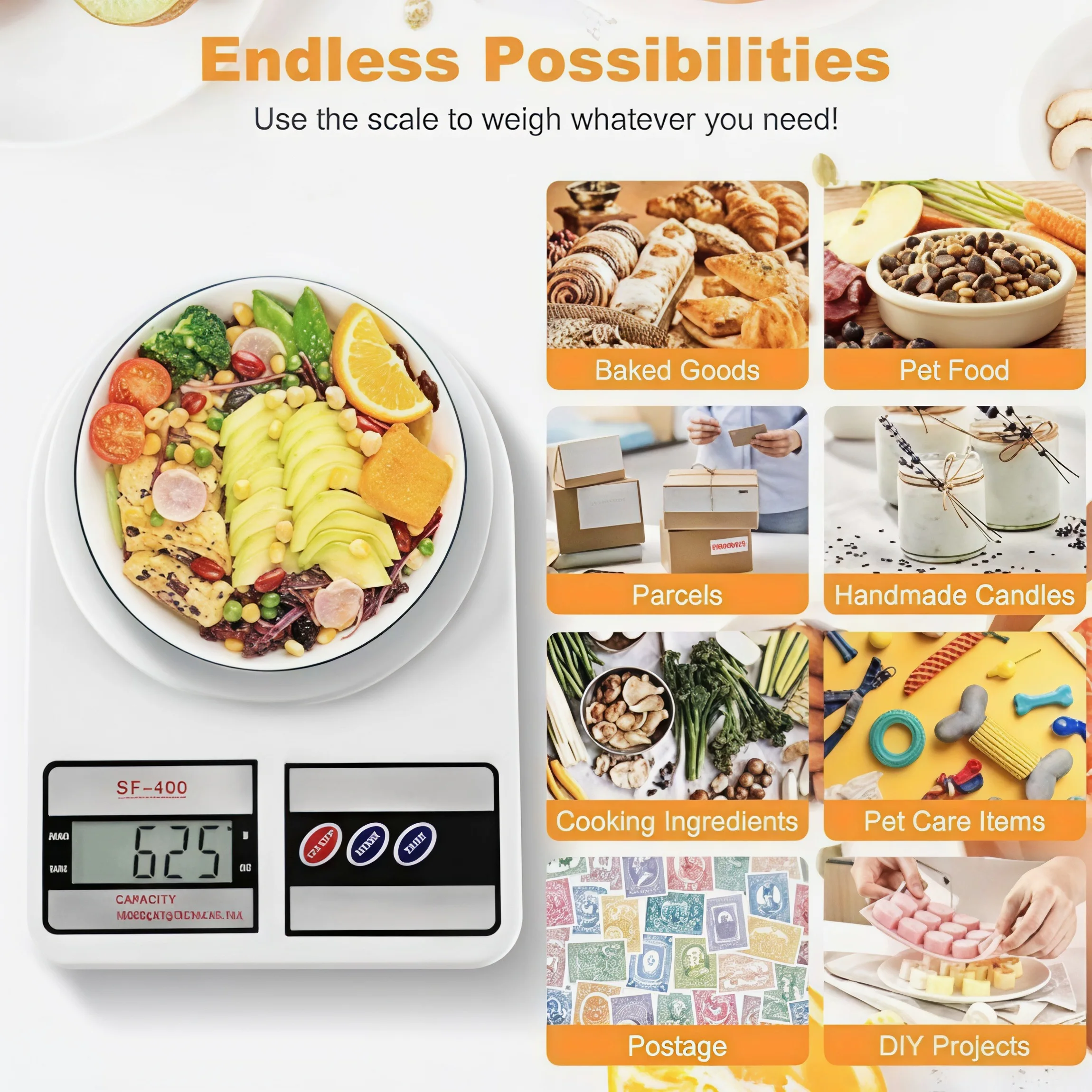 Precision Stainless Steel Digital Kitchen Scale - 22lb/10kg Capacity, Versatile Measurement Units, Battery Powered