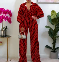 Lazy Style 2024 Women Jumpsuit Early Spring Autumn Loose Elastic V-Neck Straight Leg High Waisted Style Jumpsuit Temperament
