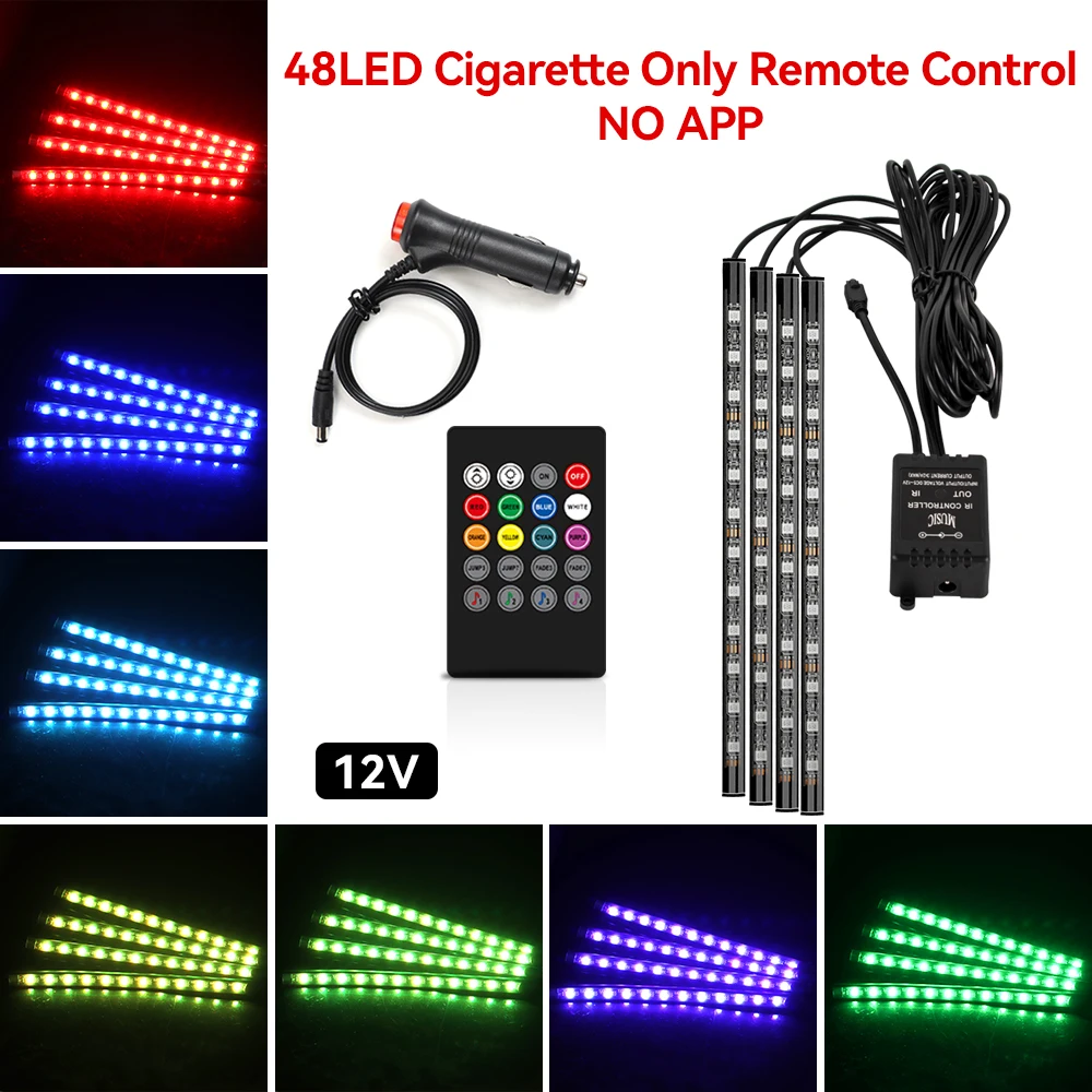 ตัวเลือกสินค้า ไฟ LED ตกแต่งรถ Ambient ควบคุมเพลงอัตโนมัติ