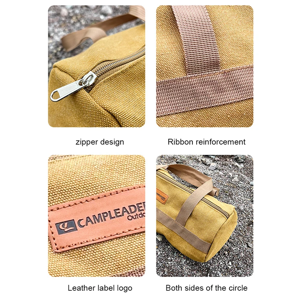 Description Picture 5 of itemCamping Tool Storage Bag Portable Tent Ground Nail Wind Rope Hammer Pouch Cylinder Canvas Large Capacity Outdoor Accessories