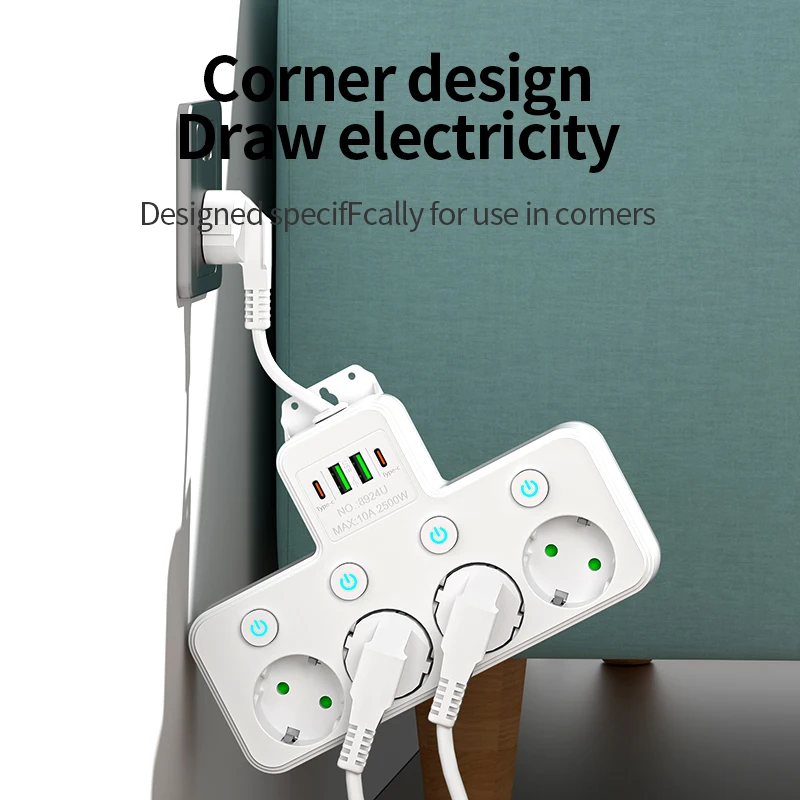 Enhanced Power Strip with 2 USB Ports and Switch