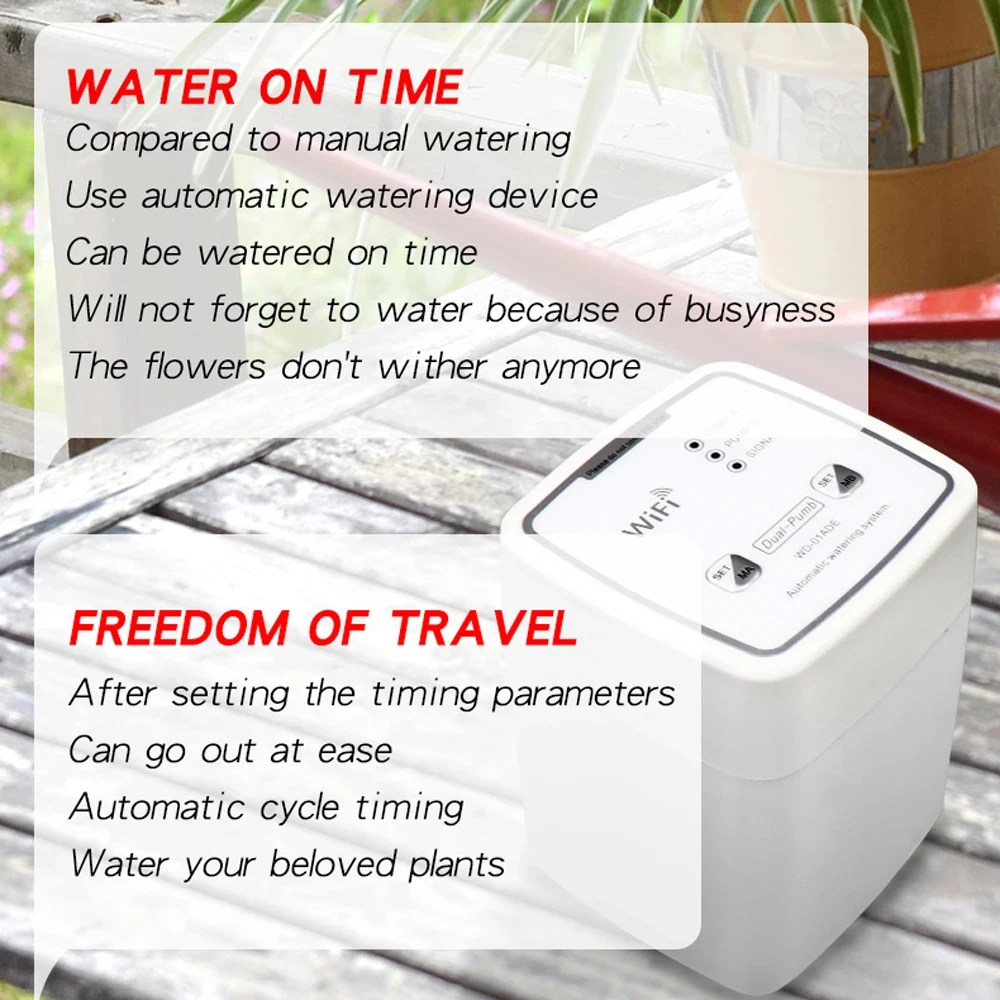WiFi Self-Watering Kits Intelligent Drip Irrigation Automatic Watering System Kits Plant Watering Spike Device Water Dripper