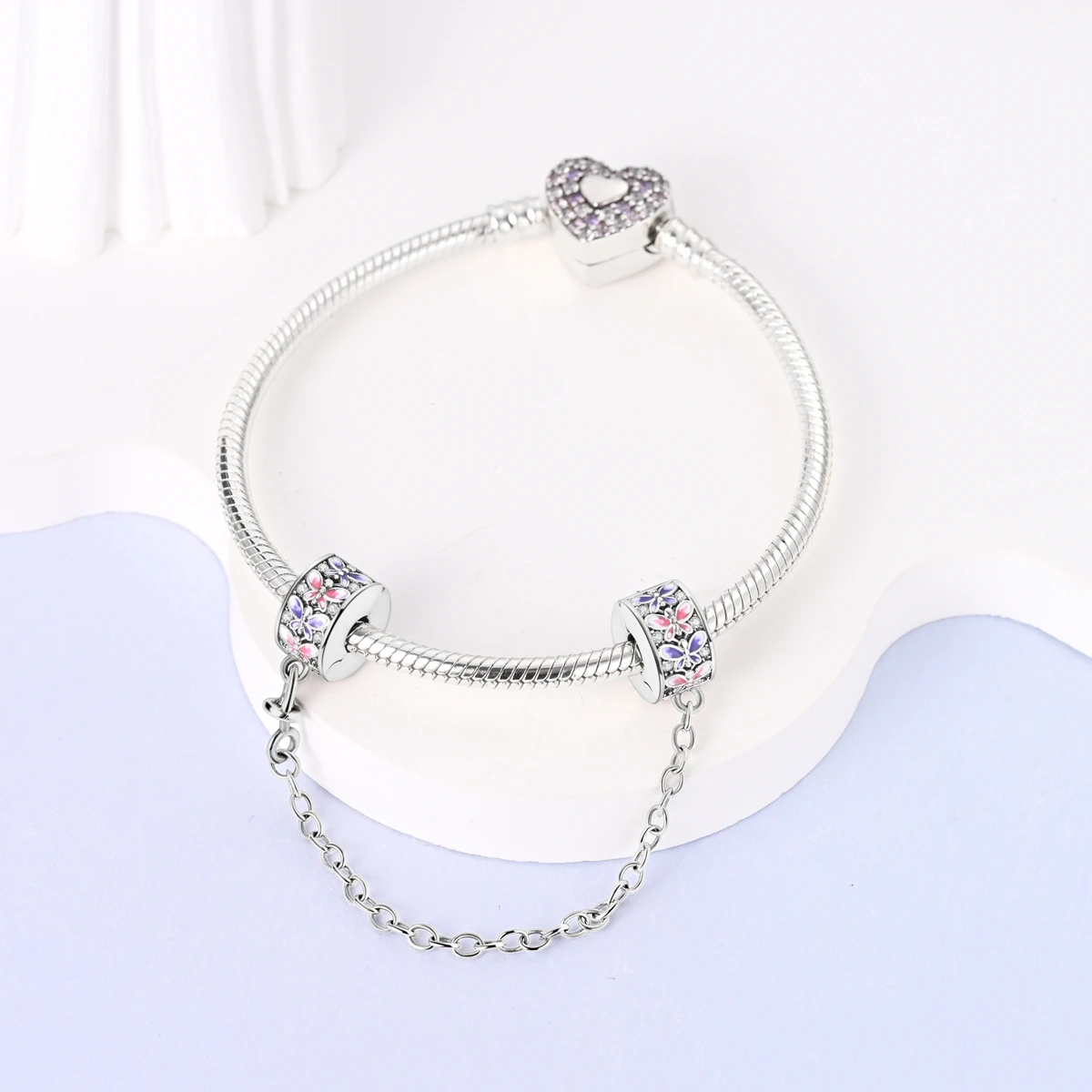 Neue 925 Silber Sicherheitskette Mond Blume Stern Baumeln Charme Fit Original DIY Armband Für Frauen Mädchen Schmuck – Detail 23