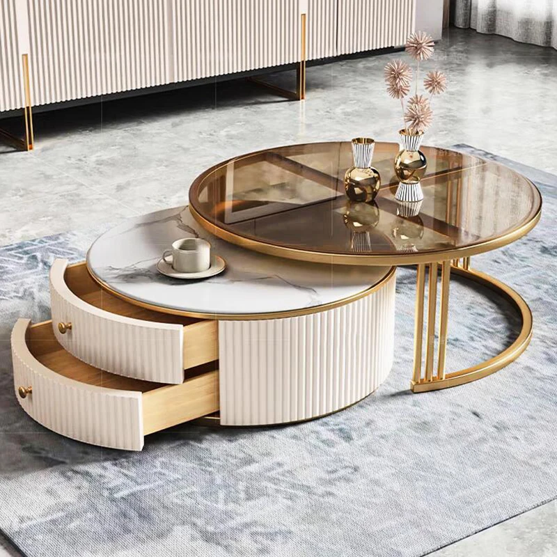 

Luxury Modern Coffee Tables Living Room Korea Nordic Cute Side Table Marble Effect Glass Mesa De Centro De Sala Home Furniture