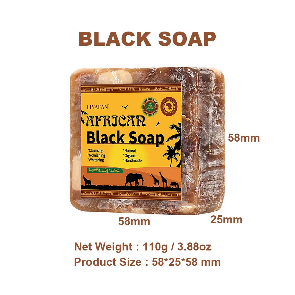 African Black Soap Raw Black Body Cleaning Bath Soap Essential Oil Handmade Soap 6