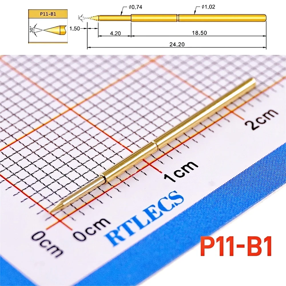 Gold Plated Spring Loaded PCB Test Probes (100-Pack) - 1.91mm Pitch, 1A Rated
