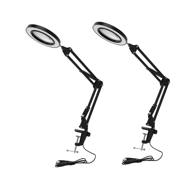 

Promotion! 2X LED Magnifying Lamp With Clamp, 10 Levels Dimmable, 3 Color Modes, 5-Diopter Real Glass Lens