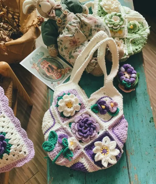 Crochet Purse Bag With 3 D Flower - Crochet Ideas