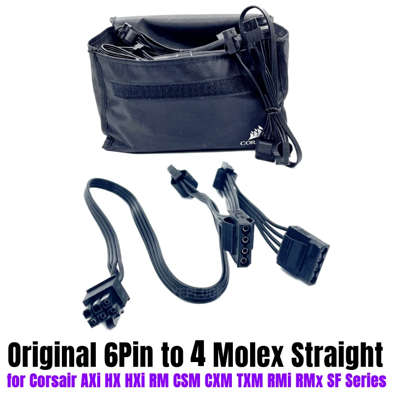 CORSAIR CX550 CX650 CX750 6 핀-4 Molex IDE 4 핀 직선 PATA 주변 전원 케이블, 쿨러 냉각 선풍기 18AWG, 정품 