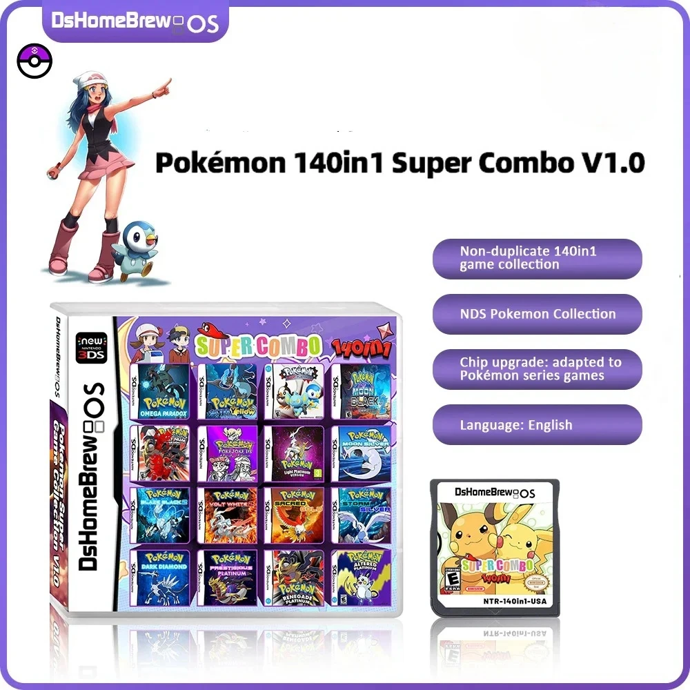 포켓몬 편집 비디오 게임, DS NDS 3DS 3DS NDSL 게임 카트리지 카드, 휴대용 플레이어, 140 in 1 Best Top5 포켓몬 편집 비디오 게임, DS NDS 3DS 3DS NDSL 게임 카트리지 카드, 휴대용 플레이어, 140 in 1 Best Top5