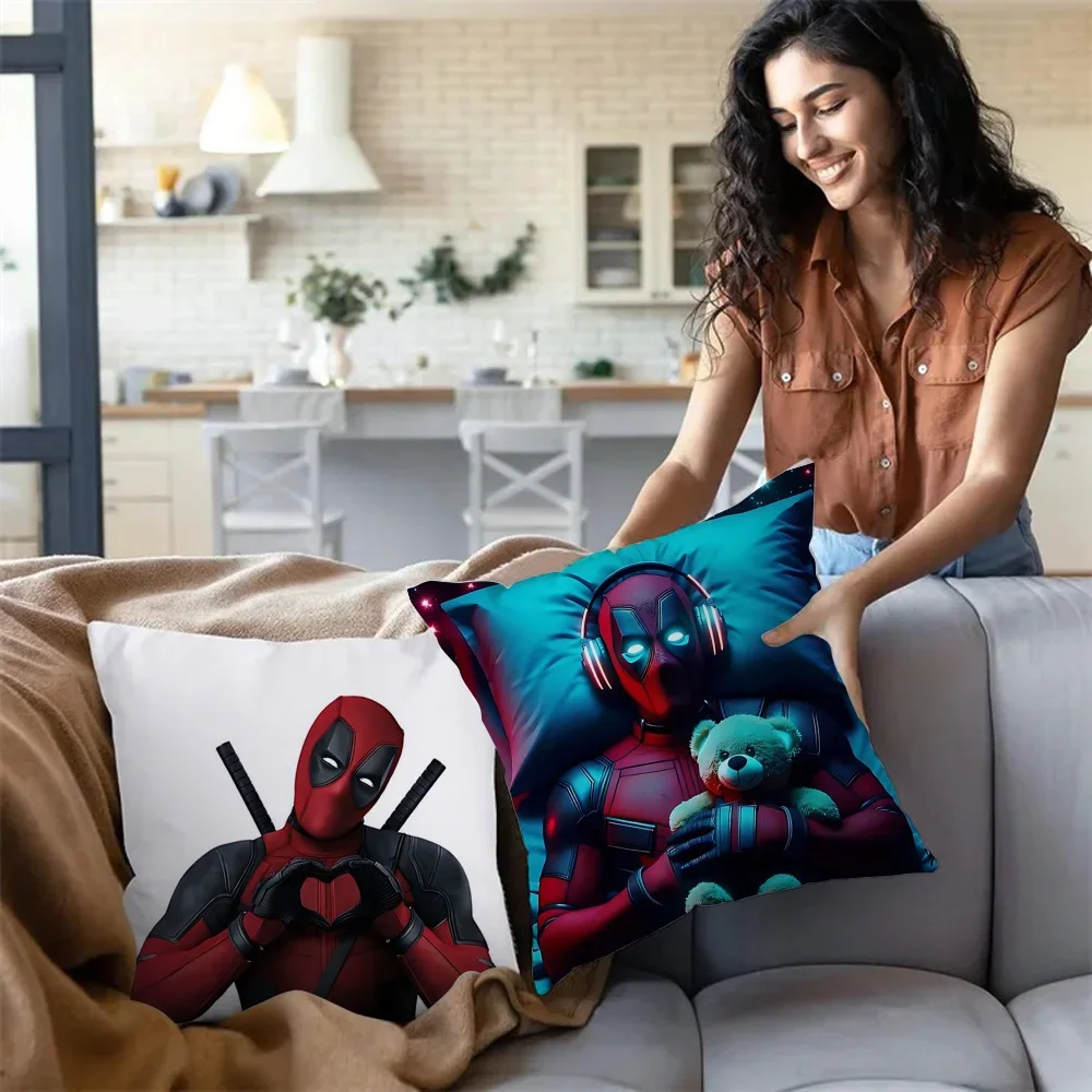 Pillow Covers Hot Super Hero Deadpools Cartoon Sofa Decorative Home Double-sided Printing Short Plush Cute Cushion Cover