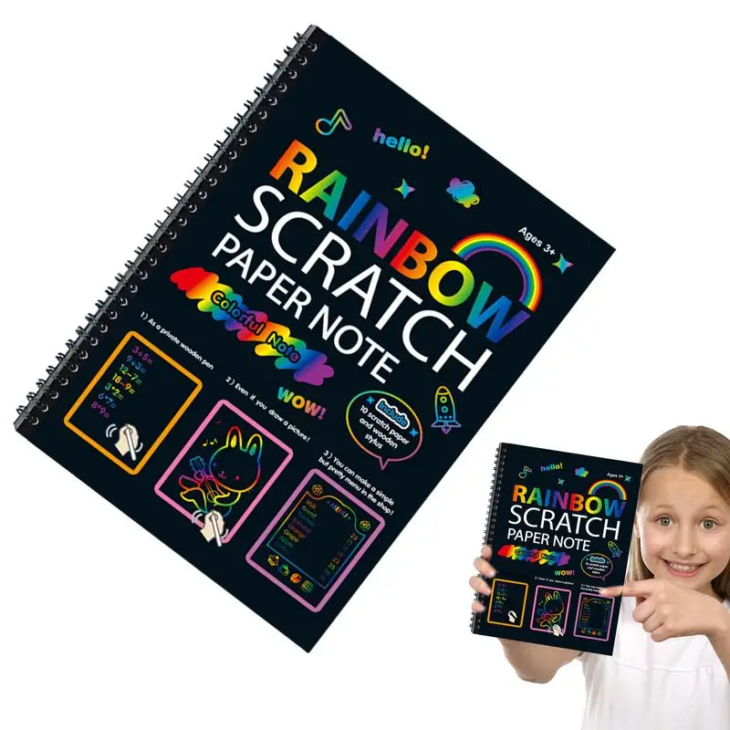 

Rainbow Scratch Paper Art Set Scraping Painting Toy DIY Graffiti Book Drawing Painting Book Kids Toy Magic Scratch Off Paper set