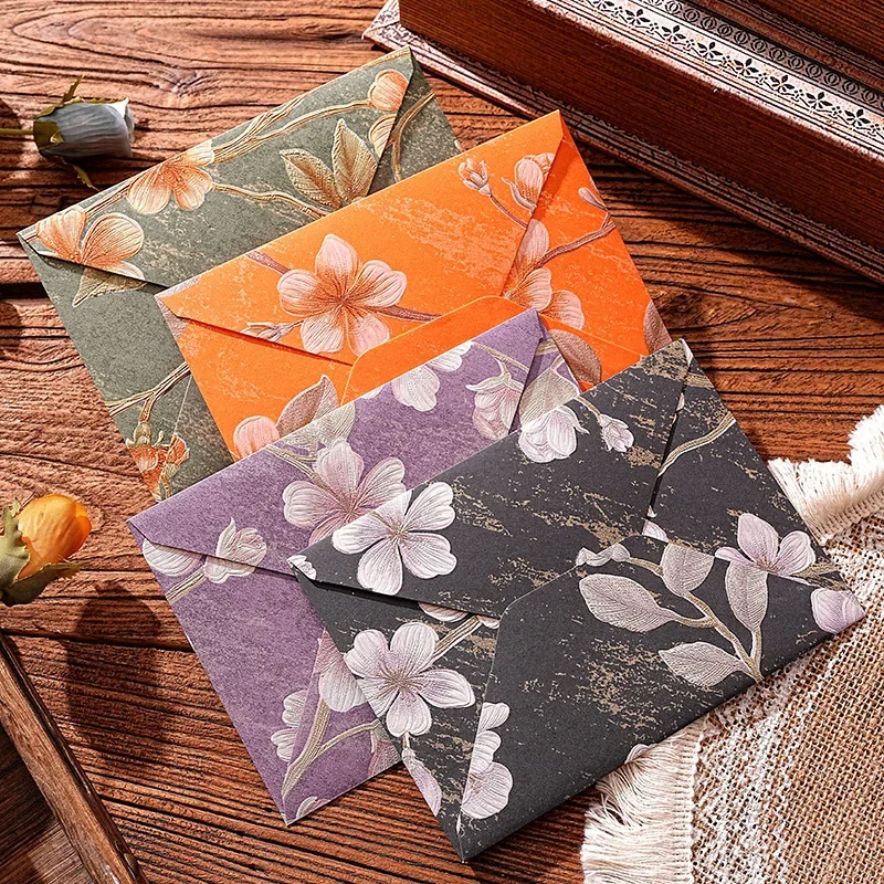 Kraft Paper Envelopes Mailing Envelopes Mini Envelopes 5pcs Vintage Brocade Envelopes Retro Floral Envelope for Letter Writing Kawaii Gift Package Kawaii Wedding Invitation Card Cover