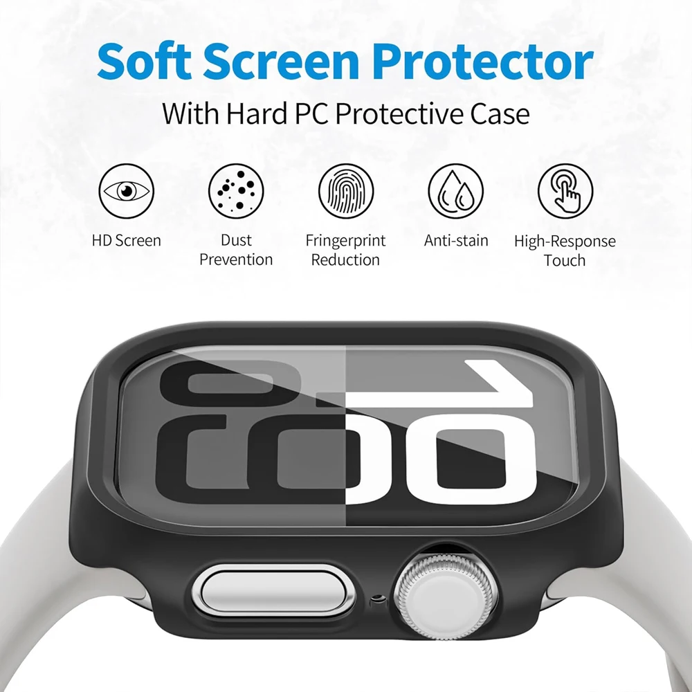 Sleek Hollow Protective Bumper for Apple Watch Cases with PC Screen Protector