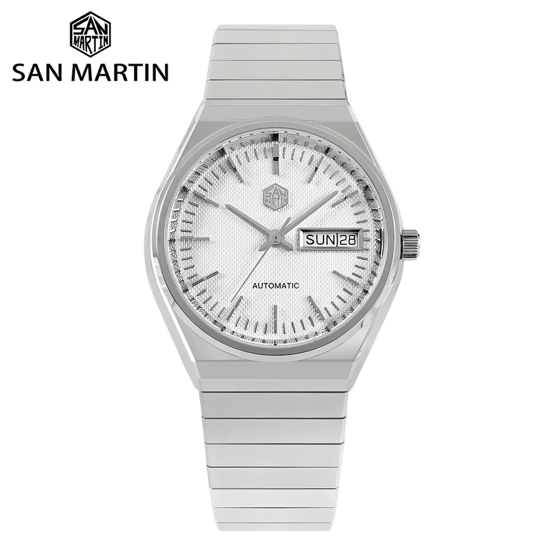 

San Martin New Men Dress Watch 37mm Luxury Fashion Seagull ST2100 Automatic Mechanical Sports Business Sapphire Double Calendar