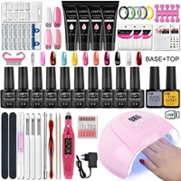 Gel Nail Polish Kit With UV Nail Lamp Electric Nail Drill Machine Soak OFF Gel Nail Kit Base&Top Coat Gel Polish Nail Tool Set 1