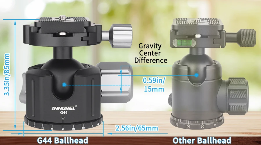 G54/G44/G36 Professional Tripod Head Low Center Gravity Panoramic Ball Head Doub
