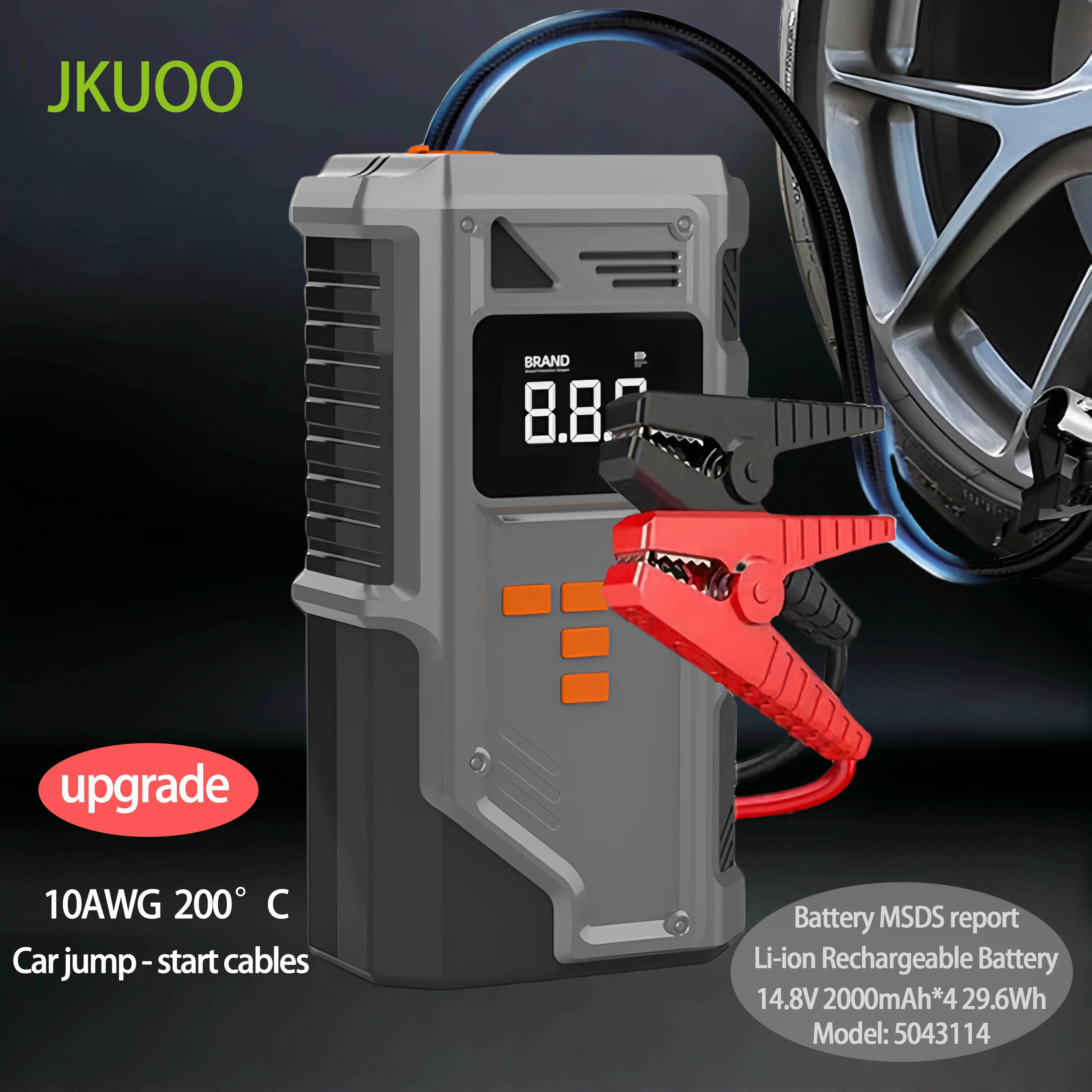JKUOO Gen 2 Car Jump Starter Air Compressor & Power Bank Portable Battery Booster Electric Motorcycle Air Pump Air Pump Battery Charger