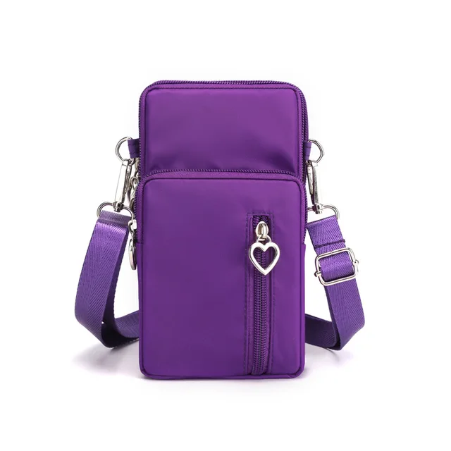 Universal Mobile Phone Bag For Samsung/iPhone/Huawei/HTC/LG Case Wallet Outdoor Sport Arm Purse Shoulder Bag Women Phone Pouch Small Light Purple