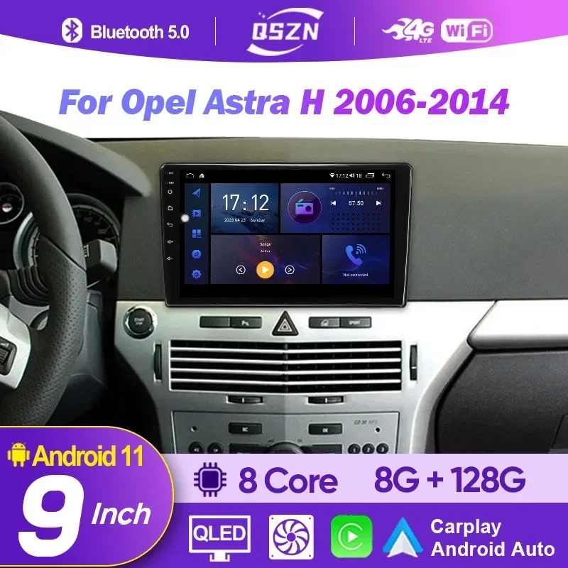 

Автомобильный мультимедийный видеоплеер с навигацией, Android 11 QLED экран Carplay 4G GPS для Opel Astra H Zafira B 2004-2014 Wifi