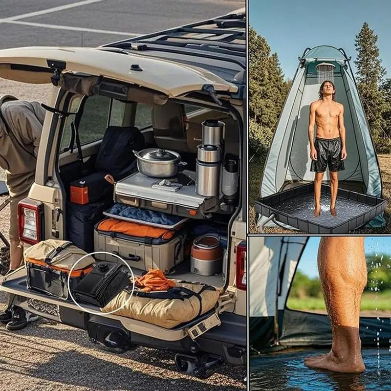 Outdoor Shower Pan Foldable Shower Base Bottom Drainage Hole Design Soft Basin Portable Flooring Camping Gear Easy Setup For