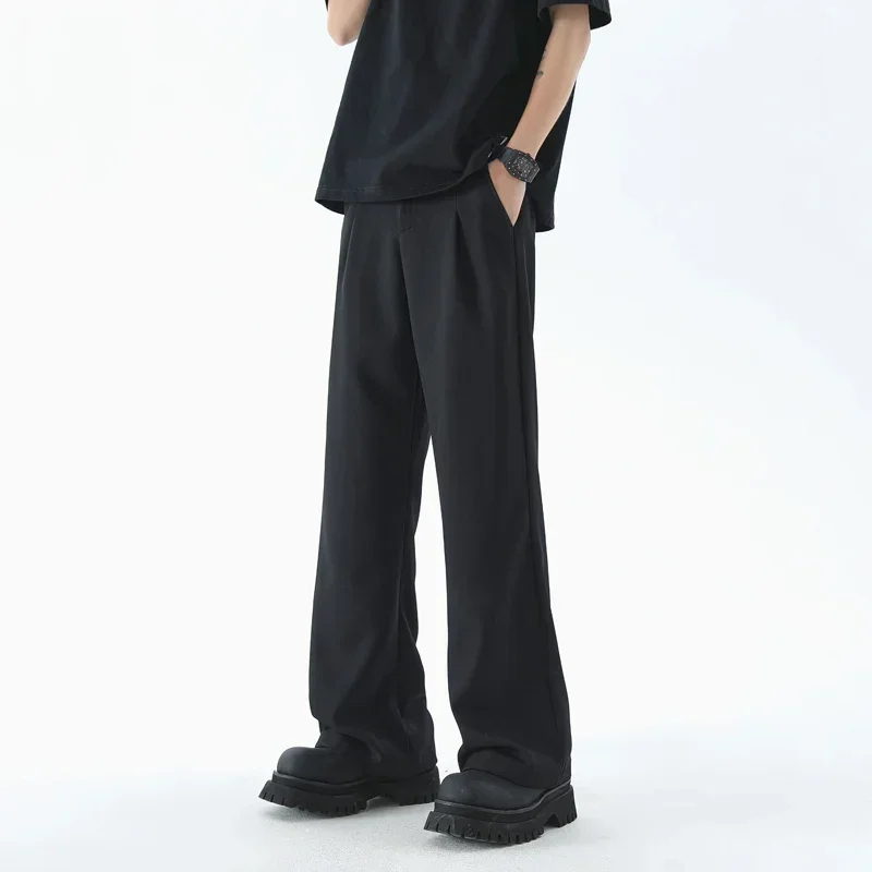Men's Wide Leg Pants Thin Man Black Comfortable Pant Summer Casual