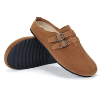 Evshine Sabots en daim pour femme avec double boucle Diapositives de plage antidérapantes Chaussures de pommes de terre classiques Mules plates confortables à semelle intérieure souple 2