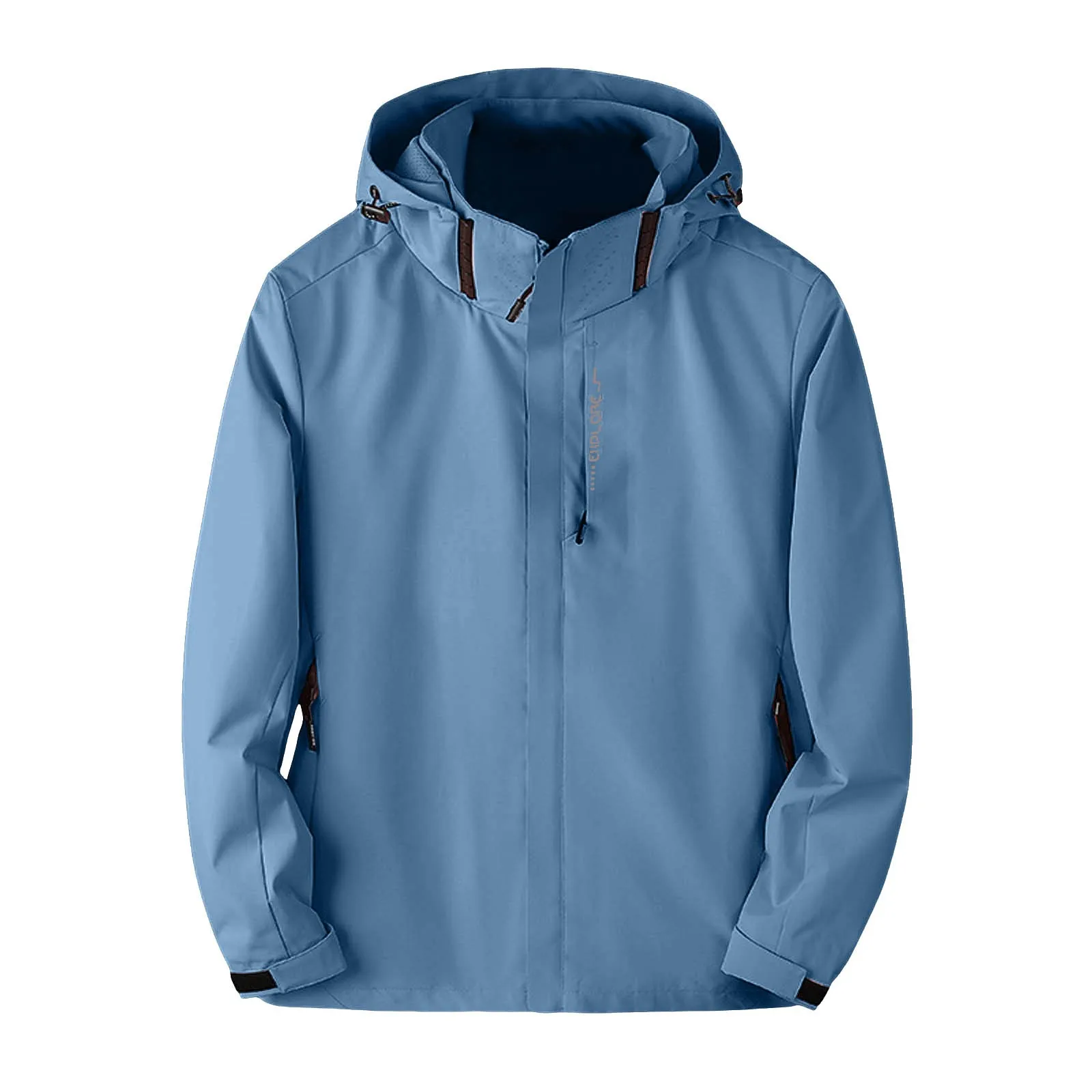 thumbnail image 1 of Mujer Otoño Invierno ropa de abrigo impermeable Color sólido con capucha Slim Fit bolsillos chaqueta con cremallera Casual rompevientos para mujer куртка, 1 of 5