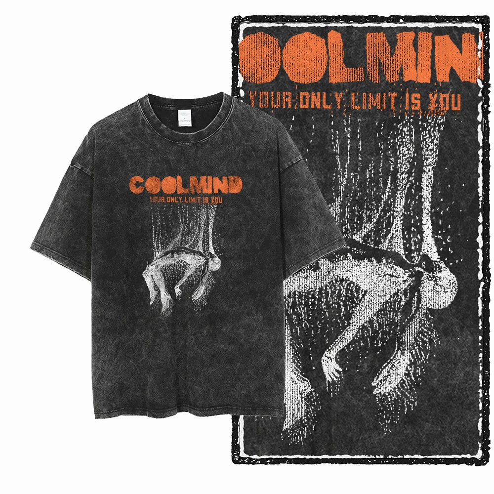 ZF STREETWEAR Bedruckte Baumwolle, säuregewaschen, exklusive Grafik, Unisex-T-Shirt, coole Vintage-Retro-Männer-T-Shirts, großes T-Shirt für Männer