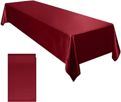 Elegant Satin Rectangle Tablecloth - Bright Silk Cover for Weddings & Special Events (Wine red)