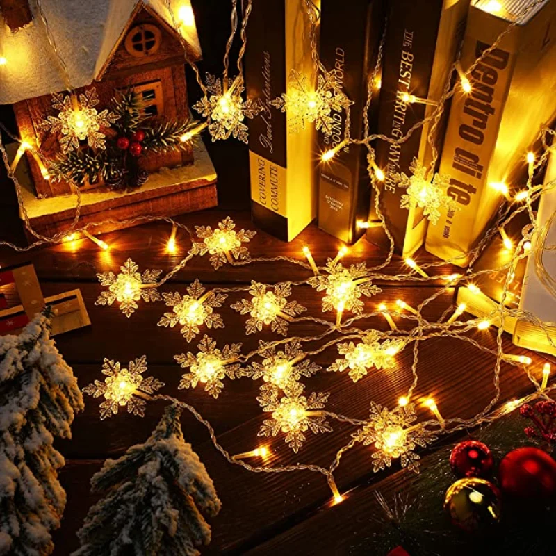 

Christmas lamp outdoor atmosphere decoration hang 0.4-0.6m Led snowflake lamp curtain string lamp party garden eaves decoration.
