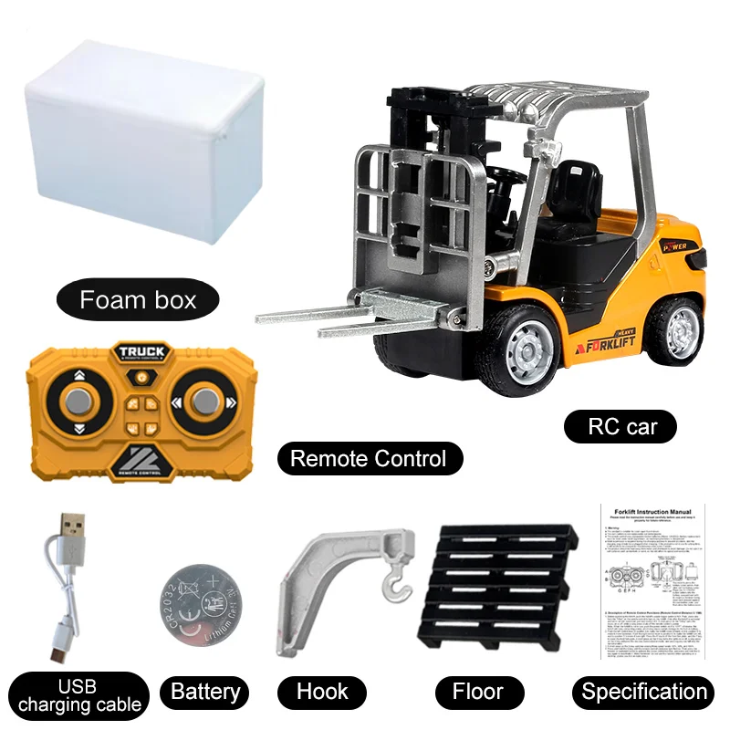 Children's Mini Forklift Toy with Sound & Light - Adjustable Metal Shell Desktop Vehicle