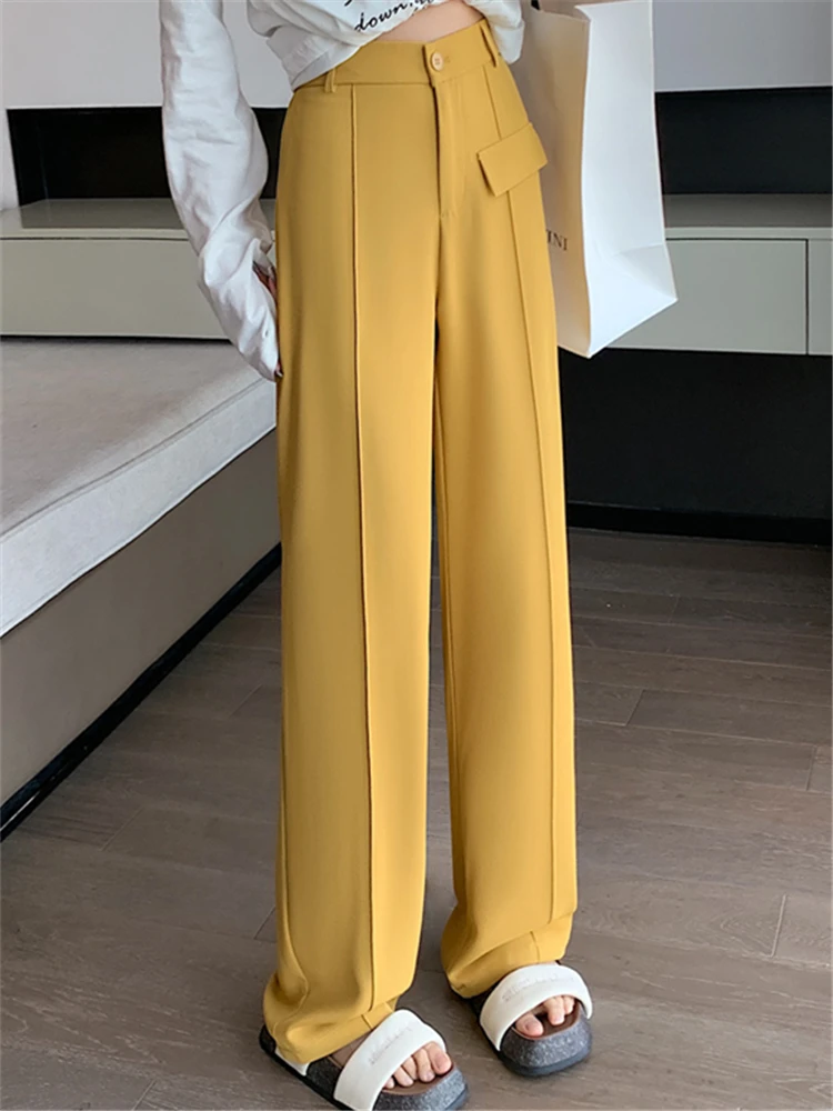 High Waist Solid Long Pants Women Summer Casual Suit Pants Female