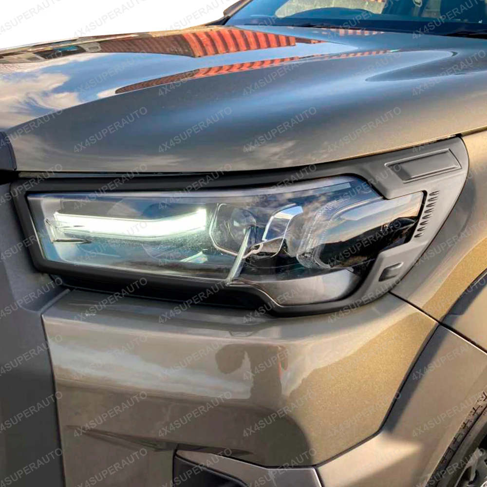 Toyota Hilux 2021 2022 2023 Revo Rocco ABS 매트 블랙 램프 커버 4 개/대 용 헤드 라이트 커버 테일 라이트 커버 트림