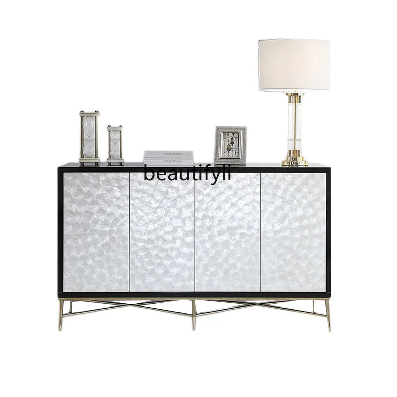 

Post-Modern Light Luxury Entrance Cabinet Hong Kong Style Stainless Steel Sideboard Cabinet Entrance Hall Hallway