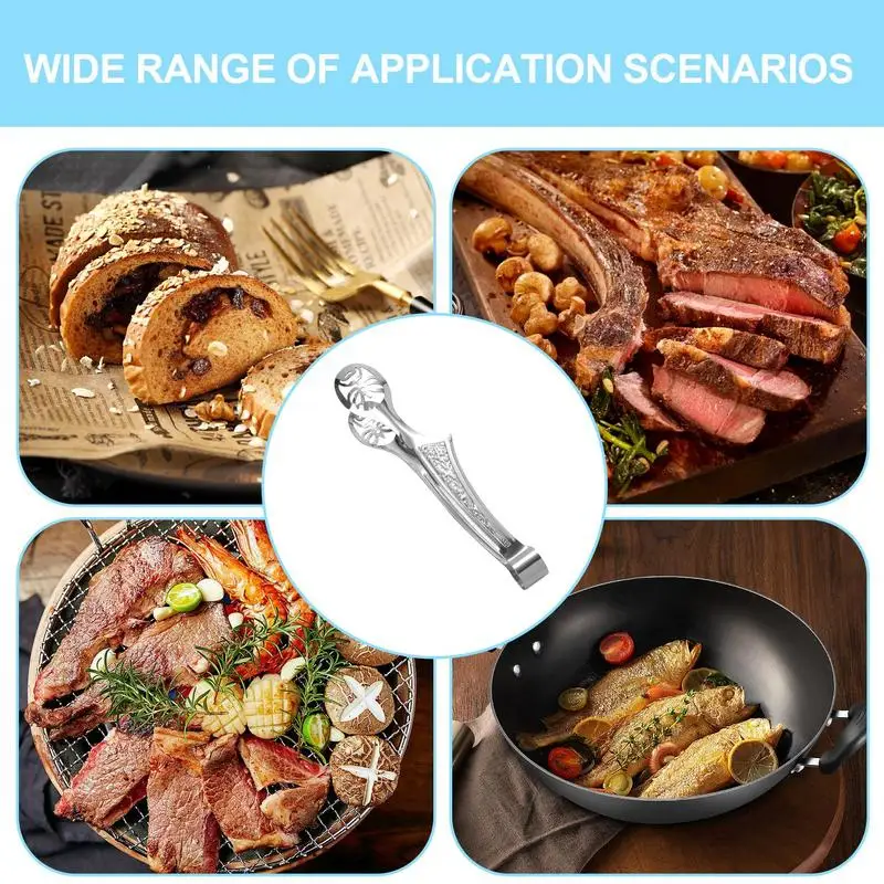 Stainless Steel Tongs Non-Slip Serving Tongs Food Clip Sturdy Stainless Steel Heat Resistant Food Non-Slip Grip Cooking