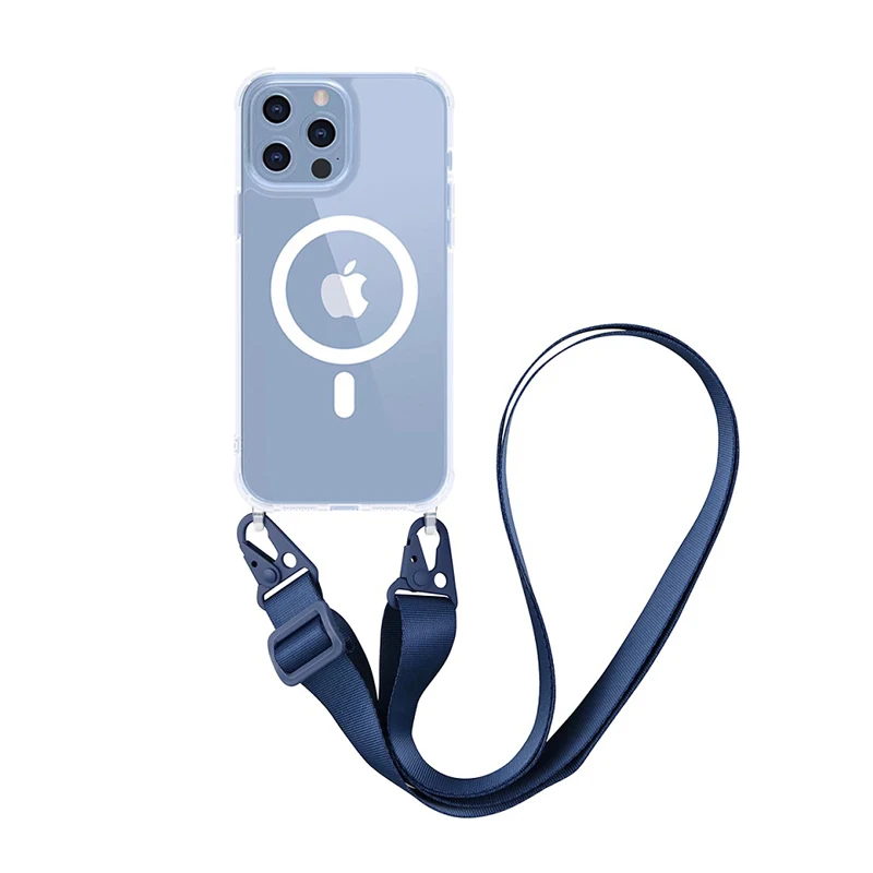 Luxury Crossbody Strap Cord Phone Case with Shockproof Clear Cover