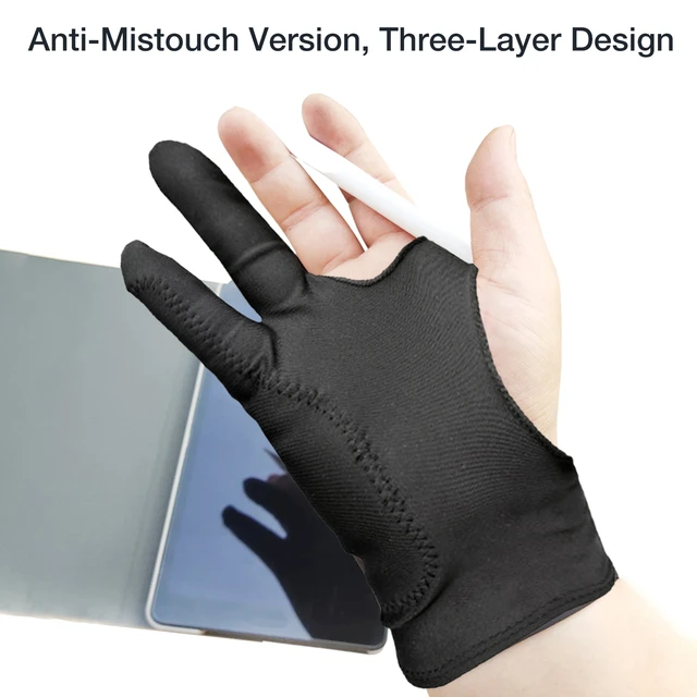 Anti-touch Glove Two Finger Artist Glove Of Smooth Elasticity Breathable  Digital Art GraphicTablet Gloves Good For Right And