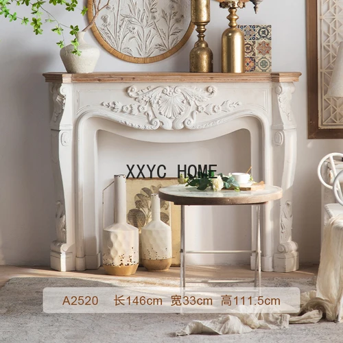 

French Retro Distressed Fireplace Curio Cabinet American Villa B & B Living Room Wall Storage Wedding Shooting Props furniture