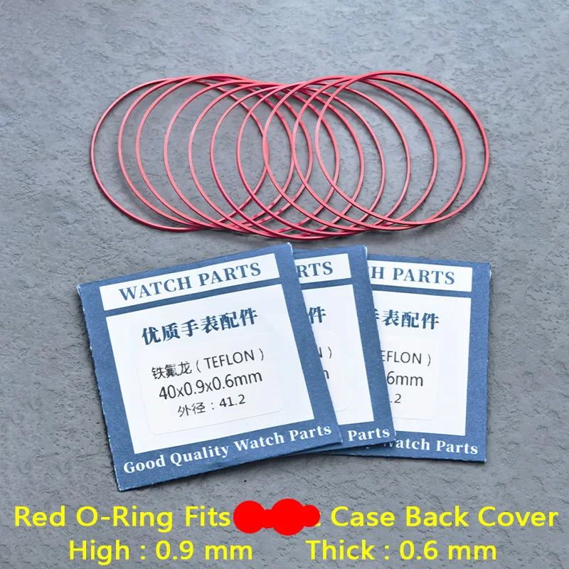 Set of Red Waterproof Gasket Rings (25-40mm Diameter) for Watch Case Back Cover