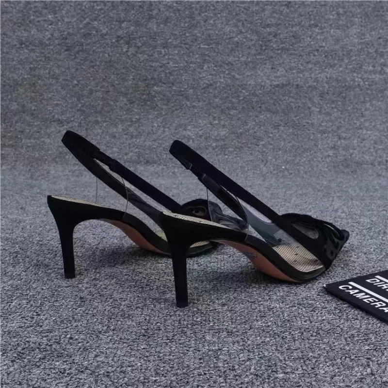 

2024 Сексуальная Фетиш сетчатая кружевная обувь на высоком каблуке Женская фотоблестящая обувь летние женские сандалии на высоком каблуке