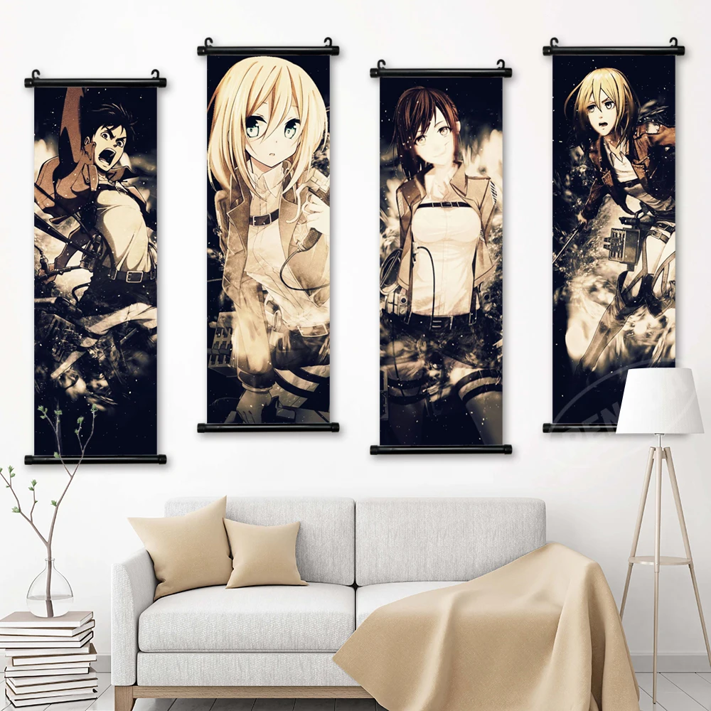 

Print Attack On Titan Poster Mikasa Ackerman Wall Artwork Picture Levi Ackerman Scrolls Painting Anime Canvas Hanging Home Decor