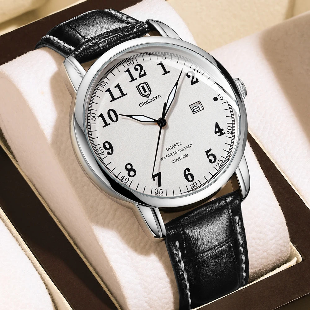 QINGXIYA Classic Business Watch Men Calendar Quartz Watches Top