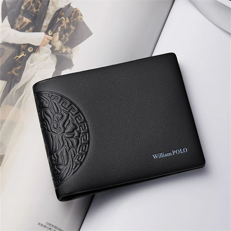 WilliamPOLO Brand Men's Wallet Luxury Designer Vintage Classic Top Quality  Leather Card Holder Purse Zipper Long Wallet For Men