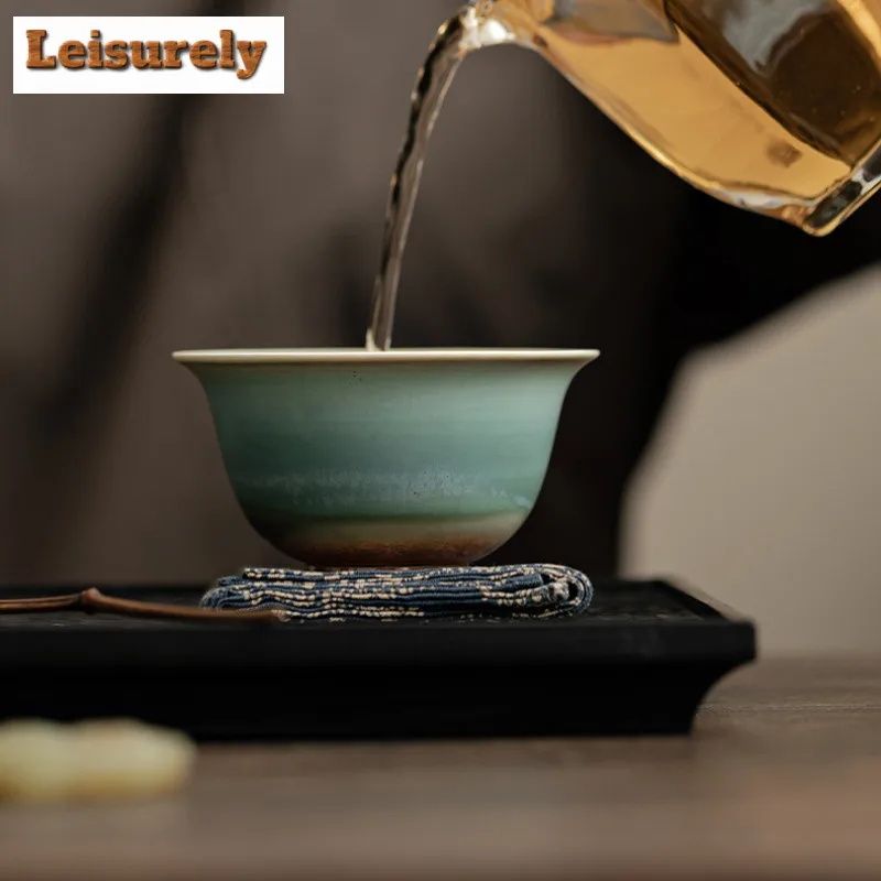 150ML Aurora Kiln Change Red Blue Glaze Teacup Japanese Tea Bowl Beautiful Tea Cup Meditation Cup Coffee Mug Master Cups Teaset