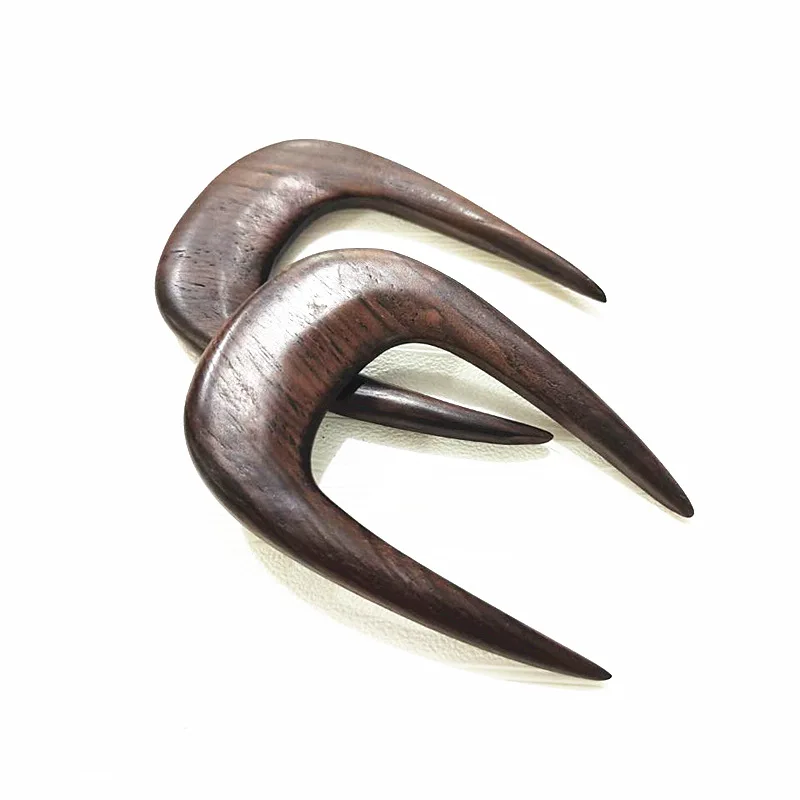 Hair Accessories Vintag Hand-Carved Wood Sticks Hairpins Women U Shape Ebony Bridal Headwear Hair Comb Ornaments