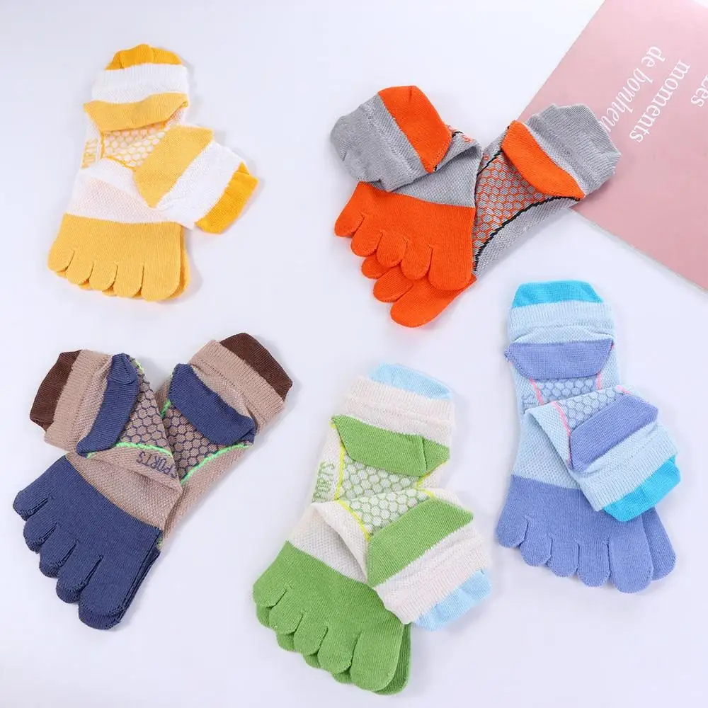 Breathable Color Matching Cotton Anti-slip Sweat Absorbing Five-Finger Socks Split Toe Socks Short Tube Kids Hosiery