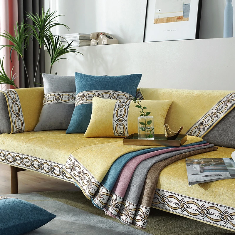 Luxury Sofa Cover Quilted Velvet Sofa Towel L Shape Corner Sofa Covers