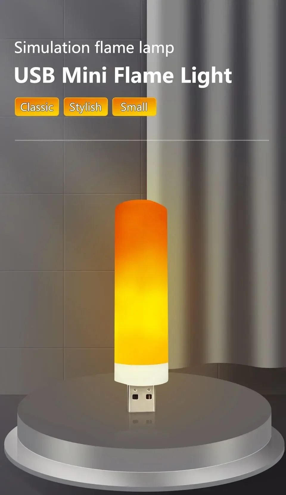 Description Picture 2 of itemLED Non-eye Harming Flame Night Light USB Plug-in Bedside Lamp Warm Light Ambient Light Night Study Reading Light Small Portable