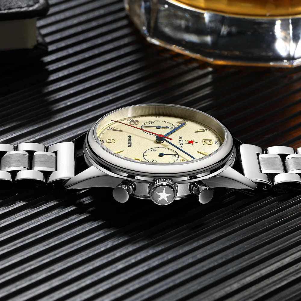 RED STAR 38mm Men's Chronograph Mechanical Watches Pilot Seagull 1963 ST19 Movement Men Air Force Aviation Sapphire Clock 40mm
